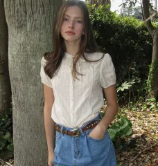 LETTER FROM MOON レターフロムムーン ウール モナータ レース リボン ブラウス（クリーム）