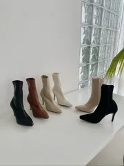 モエナ ソックス スパンデックスアンクル 8cm ヒール ブーツ