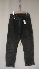 JY-398 ダブルボタン版バギーデニム ズボン 起毛デニム ズボン ストレッチデニム ズボン