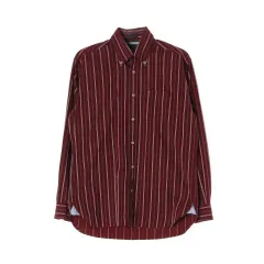 S Tommy Hilfiger(トミーヒルフィガー) 80 ' s バーガンディー 垂直 ストライプ 長袖 シャツ