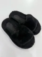 ブラック ファー スリッパ 冬用 ファー スリッパ