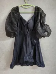 ラッシュガード ブラック シフォン パフ ミニ ONE PIECE 水着 XXXL(66 )