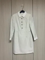 アイボリー パール ツイード ワンピース