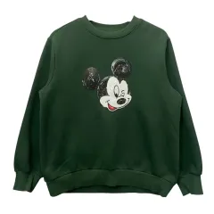 ヴィンテージ ミッキーマウス ダークグリーン 裏起毛 パーカー 66