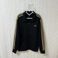 adidas(アディダス) バックロゴ 検査 ジャージ 100 L ゴールド 黒 トラックトップス ジャケット