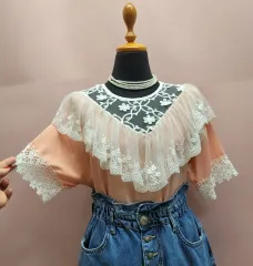 フリル レース 刺繡 ブラウス