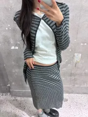 Fendi FENDI(フェンディ) ズッカ パターン グレー レーヨン カーディガン セットアップ