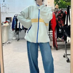 adidas(アディダス) 白 オリジナル 3本線 ボアフリース フリース