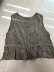 サマンタモス SM2 必須アイテム 森ガール 茶色 チェック ノースリーブ リボン ブラウス