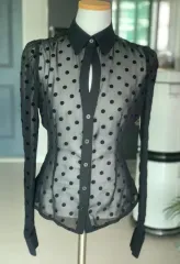 ドット シースルー ブラウス