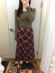 洋服下着 ヴィンテージ チェック ロング スカート