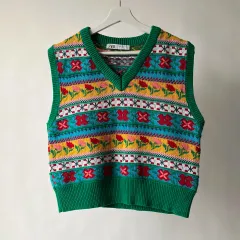 ZARA Flower Pattern knit vest