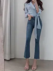 61 mocobling(モコブリング) マスターズ セミフレア セミブーツカット デニムパンツ チョンチョン/ M