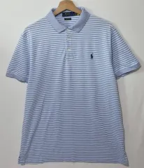 L （ 100 ） POLO RALPH LAUREN(ポロラルフローレン) ライトブルー ストライプ PK 半袖Tシャツ