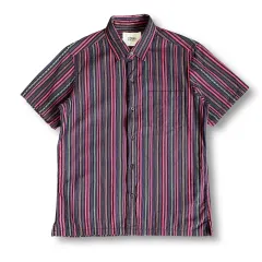タケオキクチ ストライプ ワンポケット 半袖シャツ