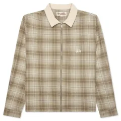 （ S L /海外) STUSSY(ステューシー) プランク プレイド ジップアップ シャツ タン