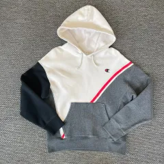 Champion(チャンピオン) リバースウィーブ ホワイトグレー 起毛裏地 フード付きTシャツ L