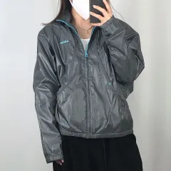 アディダス グレー 光沢 ウィンドブレーカー ジャケット M 250417