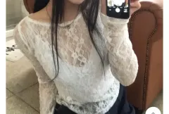 ポハウス シースルー フラワー 텍스처 ロングスリーブ