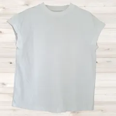 B1865 無印良品 良品計画 MUJI Tシャツ 半袖 カットソー(M) ホワイト 白系 コットン 綿 無地 シンプル ナチュラル フレンチスリーブ 着回し
