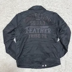 DIESEL Lサイズ ライダースジャケット ダブルジャケット バックプリント コットン100% ジップアップジャケット ブラック系