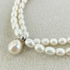 美品 淡水パール ネックレス シルバー /24-2449M