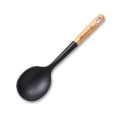 ケヴンハウン(Kevnhaun) シリコンクッキングスプーン 木柄 調理スプーン 28cm ブラック たくさんすくえる 炒める 混ぜる 盛り付ける 先端が細くすくいやすい 木製ハンドル 北欧 万能スプーン KDS.4334