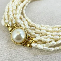 6連 ケシパール ネックレス 淡水パール シルバー /24-2570M