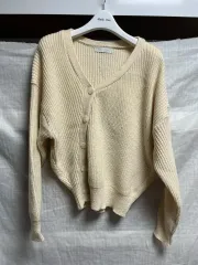 斜めボーダー ボタン カーディガン