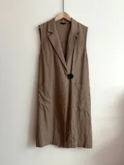 ベージュ リネン ベスト