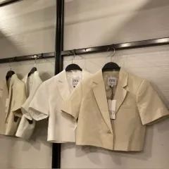 ZARA ザラ 半袖 カラージャケット ベージュ クロップドジャケット ZARA ザラ ブレーザー