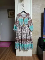 0518 ) 柄がかわいい ポリエステル混 ポリエステルブレンド オーバーサイズ ワンピース