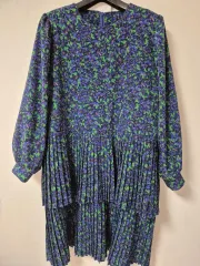 フラワー パターン プリーツ ワンピース