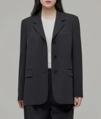 ウーマンズ オーバーサイズ 3 ボタン ブレザー チャコール グレー L