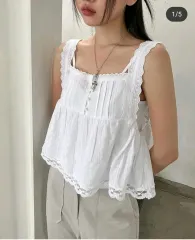 レースフリルノースリーブブラウス (フリーサイズ)