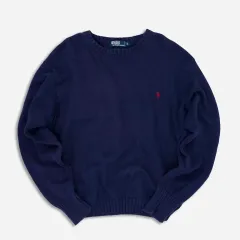 POLO RALPH LAUREN(ポロラルフローレン) コットン ニット セーター 2XL big ネイビー ー 0201
