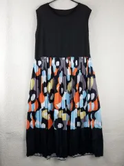 レディース ノースリーブ シャーリング ロング丈ワンピース(F)