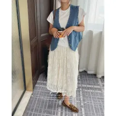 Wonderplace Delicent レース リバーシブル 着用 ロング スカート