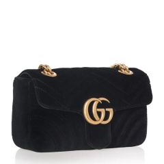 グッチ マーモント マトラッセ ツアーベルベット ショルダーバッグ スモール ブラック