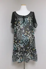 ドット ベイズリー フラワー 花柄 半袖 ONE PIECE