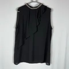 ザラ ネック シルバー ノースリーブ フリル ブラウス