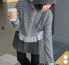 ZIGZAG(ジグザグ) DAILYJOU ストライプ フリル カーディガン