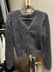 アンゴラ グレー カーディガン