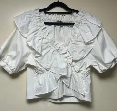 ZARA(ザラ) フリル 半袖 ブラウス L