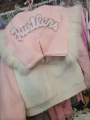 輸入パフピンクパーカー