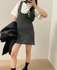 落花生 ニット レイヤード ワンピース