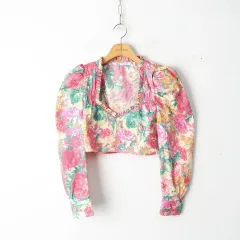 44/ザラ コットン クロップド トップス