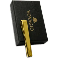 【新品】 VOYAGIO ネクタイピン メンズ クリップ式 [生地に優しく壊れにくい] シンプル 無装飾 シルバー おしゃれ プレゼント ビジネス 結婚式 タイピン (キングスゴールド) 0
