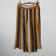 レディース 77 size ストライプ バンディング スラックス ワイドパンツ