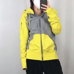NIKE(ナイキ) グレー 蛍光 ジップアップパーカー フード付き M 250417
